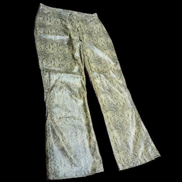 Snakeskin Print Flare Bottom Clubbing Pants (has tear) - Picture 1 of 12